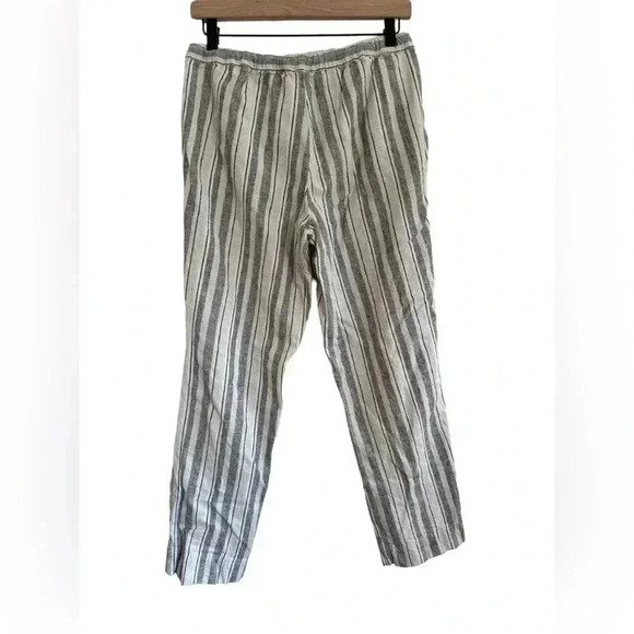 DYLAN Joshua Pants in Natural Stripe Flax Blend Size L - Picture 2 of 8